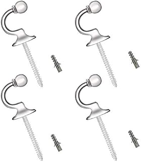 2Pairs U Shaped Curtain Tieback Hooks Heavy Duty Metal Ball End Tie Back Hooks Curtain Hold Back Hooks Chrome Shower Window Drapery Wall Mounted Curtain Holder Tie Backs Screw in Keys Coat Hanger Hook