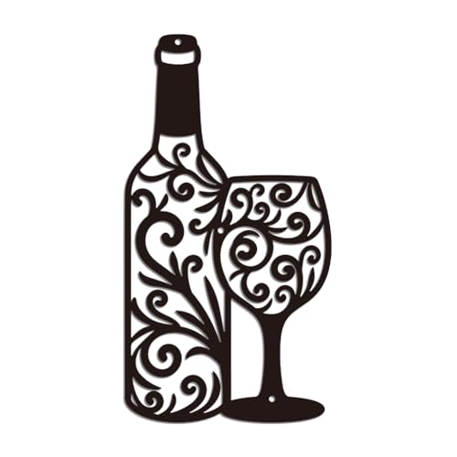 WADORN Décoration Murale en Métal Sur Thème du Vin, Décoration Murale en Métal pour Bouteille de Vin Idéale pour Amateurs de Vin Idéale pour Bar Cuisine...