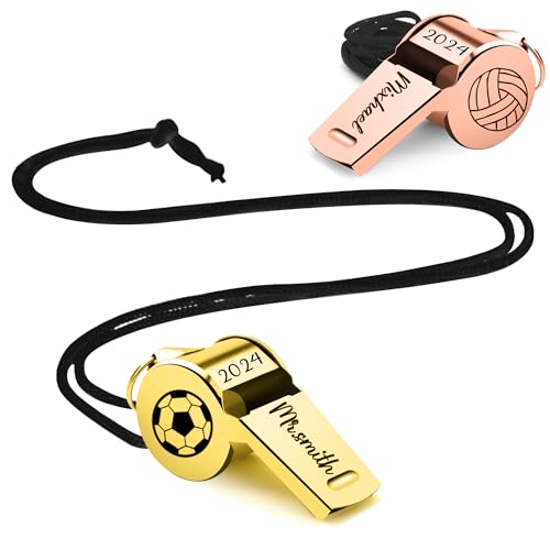 Eiennoai Personalisiertes Trillerpfeife mit Namen für Trainer, Sportpfeife aus Edelstahl mit Lanyard – Geschenk für Trainer, Schiedsrichter, Lehrer