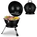 14inch Portable Charcoal Grill with Warming Rack, Small bbq Charcoal Grill Tabletop Foldable Grills for Backyard, Camping, Black