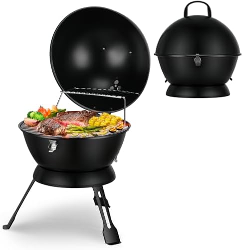 14inch Portable Charcoal Grill with Warming Rack, Small bbq Charc...