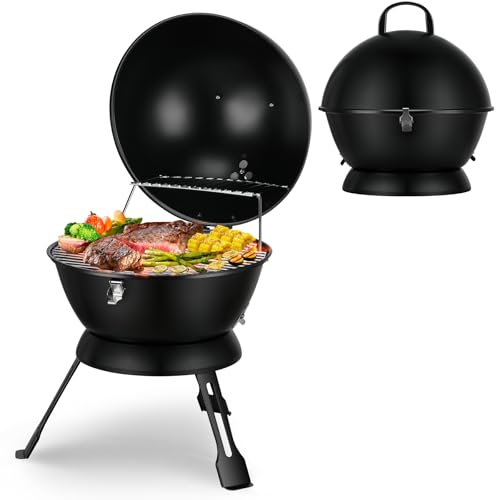 14inch Portable Charcoal Grill with Warming Rack, Small bbq Charc...