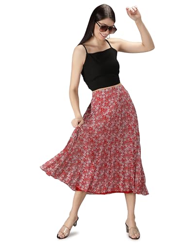 Image of NUEVOSDAMAS Floral Printed Pleated Navy /Multi Skirt