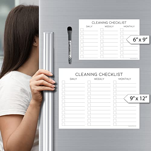 Dry Erase Cleaning Checklist Sticker Decal Planner by Glassboard Studio | Removable & Reusable | Magnetic Fine-Tip Dry Erase Marker Included (9 x 12 inches, White) - Thumbnail 7