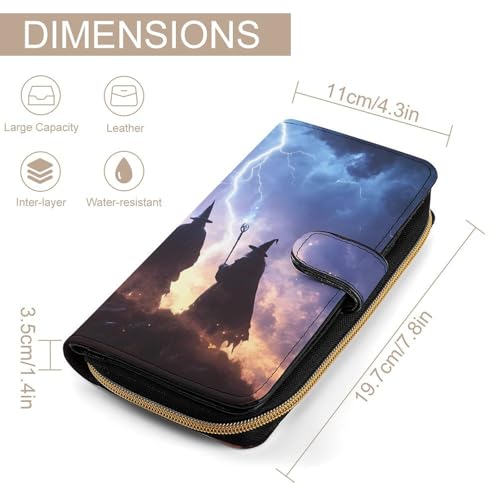 Creepy Witchy Halloween Women's Long Wallets Leather Card Holder Purse Zippered Buckle Clutch Handbag2