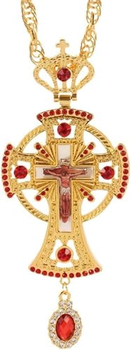 Collier pendentif couronne et croix chaîne longue or bijoux unisexe tendance