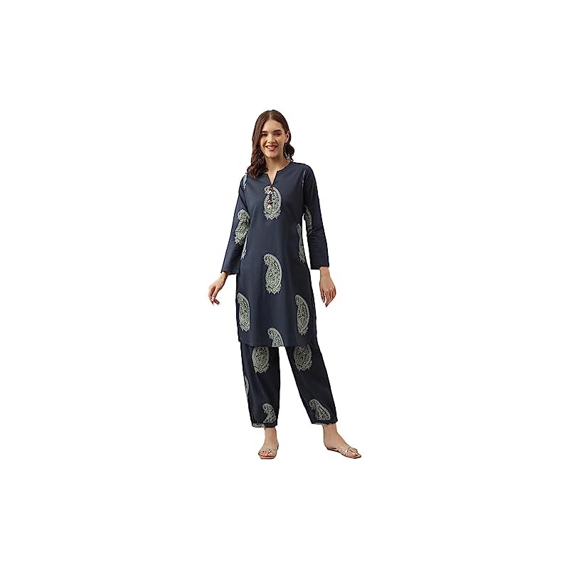 Divena Black Cotton Paisley Print Kurta Hem Cuffed Pant Co-ord Set