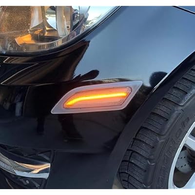 iJDMTOY Clear Lens Amber Full LED Front Side Marker Light Kit Compatible With 2012-14 Mercedes W204 LCI C250 C300 C350 Sedan/Coupe, Powered by SMD LED, Replace OEM Sidemarker Lamps