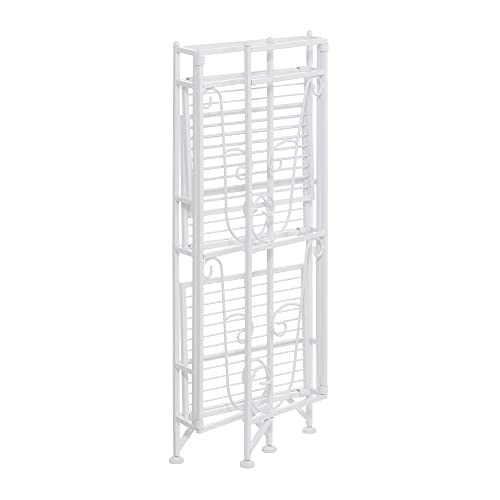 Image of Convenience Concepts Xtra Storage 3 Tier Folding Metal Shelf with Scroll Design, White