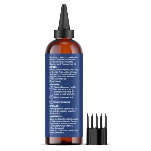 Image of Botanic Hearth Rosemary Oil for Hair Growth - 4 Fl oz | Enriched with Biotin, Castor & Jojoba | Hair Relaxers & Dry Scalp Treatment | Color Safe | Suitable For All Hair Types