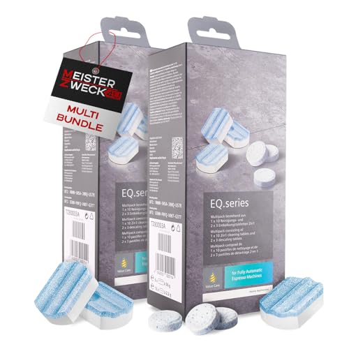 MEISTERZWECK4U Siemens TZ80003A Set de 2 paquets de 2 comprimés de nettoyage, 4 comprimés de détartrage pour machines à café EQ et machines encastrées, nettoyage et élimination du calcaire