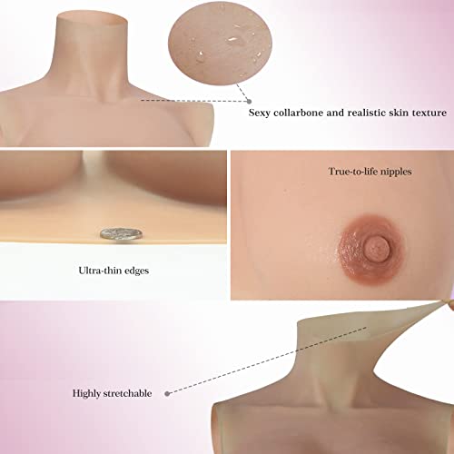 Silicone Breast Forms East West Shape Fake Boobs Breastplate for Crossdresser Transgender Cosplay Drag Queen Wide-Set3