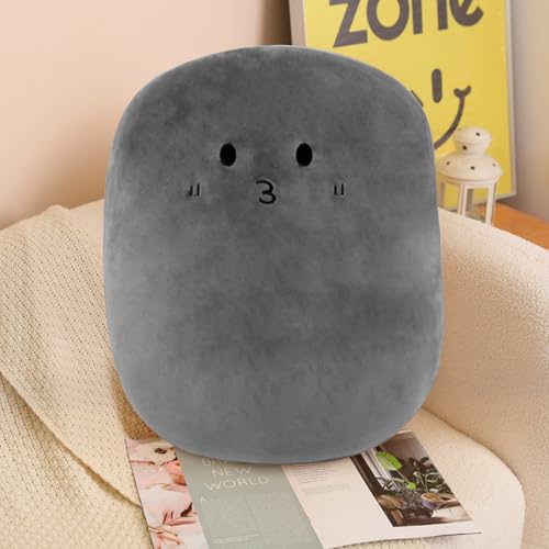 JEMAジェマ クッション もちもちクッション 絵文字 顔文字 抱き枕 楕円型 ふわふわ 可愛い 座布団 リビング 背あて ソファー用 インテリア 枕 おしゃれ 北欧 55×40cm ダークグレー