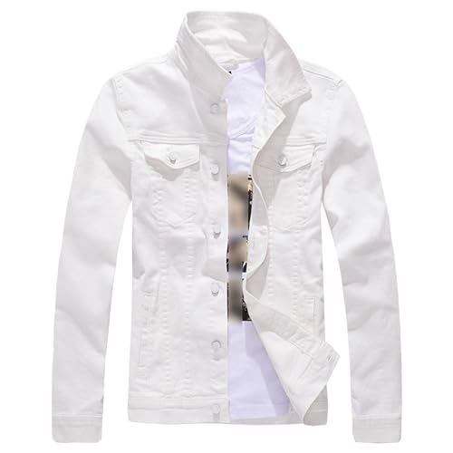 Men's Slim Fit Trendy Cowboy Jacket Casual Classic Motorcycle Jeans Coat Male Classic Motorcycle Denim Jacket