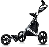 Lakehood Golf Push Cart - Lightweight & Easy Folding 3 Wheel Golf Cart, with Phone Holder, Cup Holder, Scorecard, Ice Bag-Push Cart Golf Perfect for Golfers Seeking Convenience & Comfort