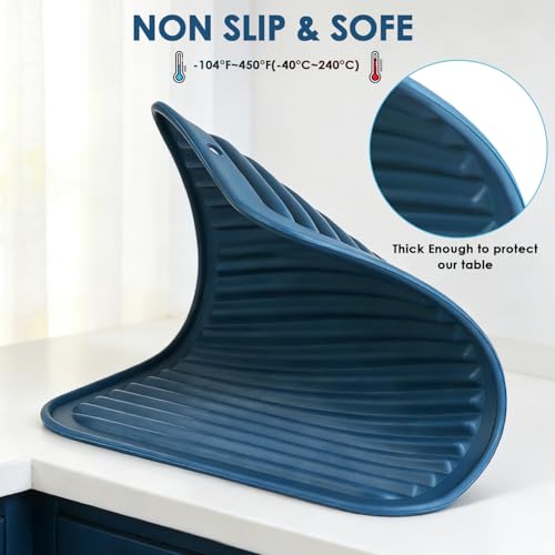 Image of Silicone Mats for Kitchen Counter, 9x12'' Trivets for Hot Pots and Pans, Navy Blue Silicone Trivets for Hot Dishes, Protect Table Quartz Countertops, Indigo