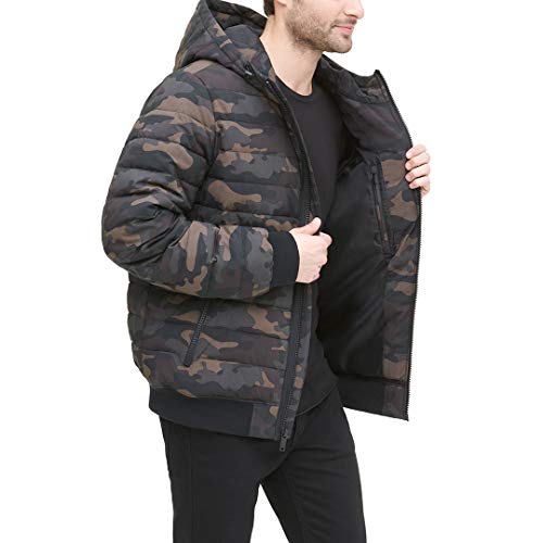 Image of DKNY Men's Quilted Performance Hooded Bomber Jacket