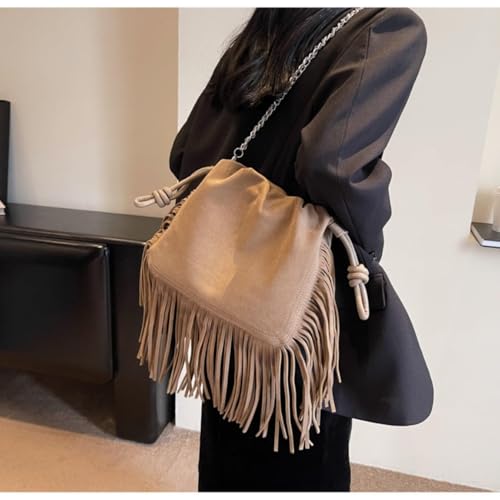 Women Tassel Hobo Bags Fringe Hippie Crossbody Faux Suede Shoulder Bag Hobo Messenger Bag Boho Purse Wallets2