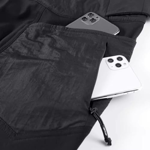 Short cargo tactique ample noir pour éviter la chaleur en été
