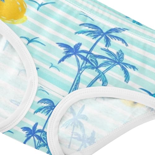 Cotton Girls Underwear Toddler Blue Palm Trees Panties Little Girl Pattern Briefs Kids Undies 2t4