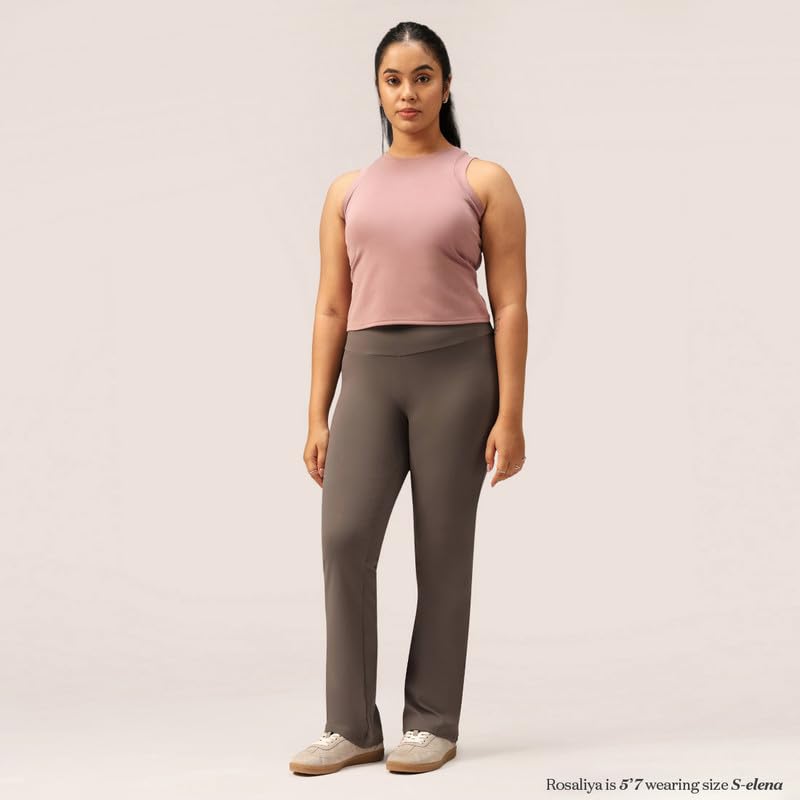 Image of BlissClub Women's Ultimate Straight Pants - Lite, High Waist Formal Trousers with Wide Waistband, Tall (for Women Above 5'5 ft)