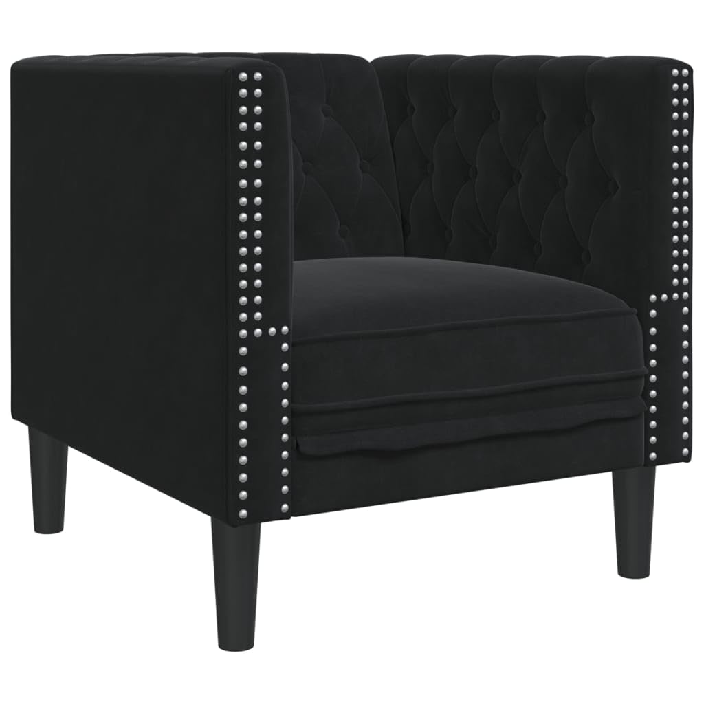 vidaXL Chesterfield Sessel, Loungesessel mit Knopfheftung, Polstersessel Relaxsessel für Wohnzimmer, Clubsessel Cocktailsessel Sofa, Schwarz Samt