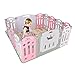 Wakects Box per Bambini Pieghevole, Recinto Bambini Box Sicurezza Barriera Giochi Protezione, Barriera di Sicurezza con Tappeto, Giocattolo Indoor Outdoor(Rosa)