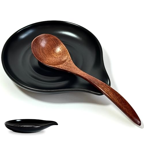THRYVONA Spoon Rest for Stove Top, 6.2' Large Ceramic Spoon Holder for Kitchen Counter, Cooking...