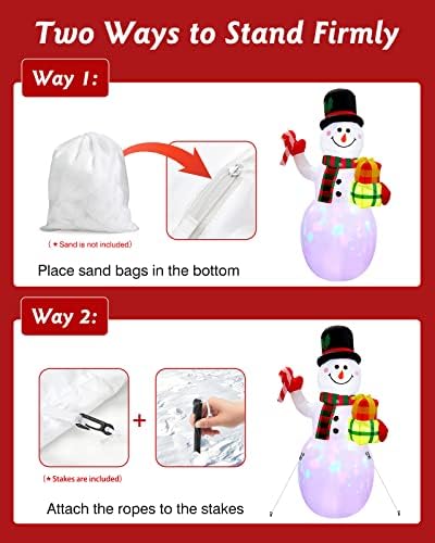 210cm/7Ft Christmas Inflatables Giant Snowman, Christmas Inflatables Outdoor Decorations, Blow up Snowman with Rotating LED Lights for Holiday/Party/Xmas/Garden/ Patio/Yard Decoration