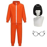 ADDACOS Vector Costume Kids Jacket Trousers Dress Up Halloween with Wig Glasses (Yellow, 140(7-8T))