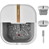 Carbagjoy 折り畳め フットバス 足湯 保温 浴剤可 高温自動オフ 水と電気分離 バブル機能 加熱・保温機能付き 静音設計 ローラー 角質取り同梱 日本語取扱説明 (ホワイト, Large)