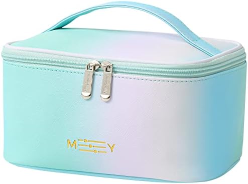 Gradient Makeup Bag Small Cosmetic Bags for Women Ladies Zipper Pouch Makeup Organizer Waterproof Cute Green Pink Blue(Rainbow Green)