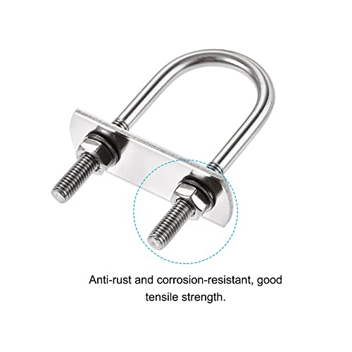 Image of METALLIXITY U Bolts 4 Sets (M6x27x70mm), Round U Bolt 304 Stainless Steel with Accessories - for Construction, Pipe