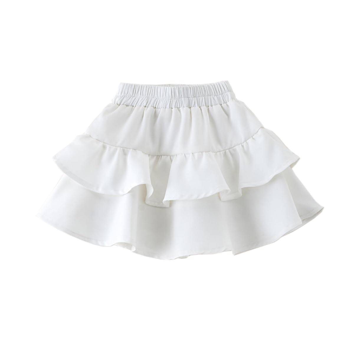 Citridarll Girl's Bowknot Elastic High Waisted Mini Skirt Ruffled Layered A Line Casual Short Skirts,11-12 Years,White