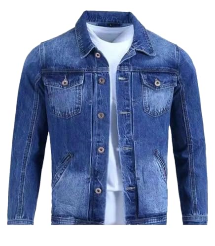YTR6TW Men's Spring Fall Vintage Denim Jacket Men's Fashion Cargo Jacket Men's Korean Casual Slim Denim Jacket