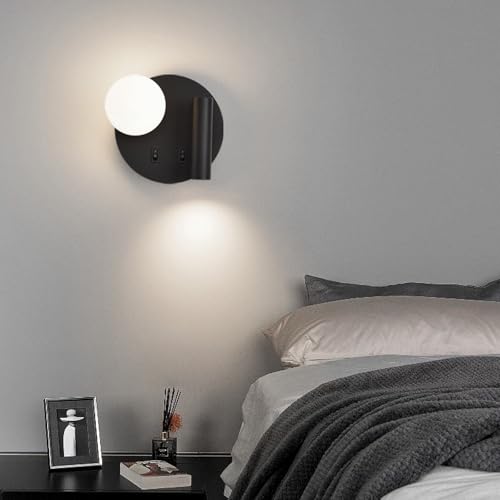 Apliques de pared LED modernos con pantalla de cristal y foco ajustable