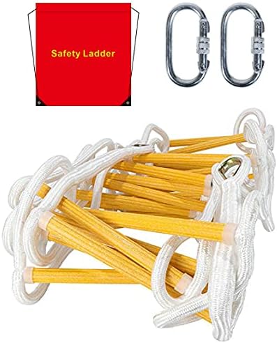 Emergency Fire Escape Ladder Flame Resistant Safety Rope Ladder with Hooks,Fast to Deploy & Easy to Use Compact & Easy to Store, Withstand Weight up to 2000 pounds (13FT)