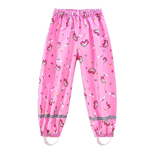 Toddler Rain Pants Kids' Waterproof Rain Pants Lightweight Reflective Rain Wear for Boys Girls