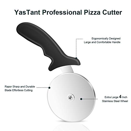 YasTant Premium Pizza Cutter – Super Sharp Pizza Wheel, Smooth Slicer for Pizza Lovers, Super Heavy Pizza Cutters with 4 inch Large Wheel and Handle, Ideal for Pies, Waffles, Cookie Doughs - Thumbnail 3