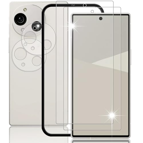 kawaylJP ガラスフィルム FOR AQUOS R10 用の 2枚 + カメラフィルム 2枚 日本旭硝子素材 ガイド枠付き 【指紋認証対応】強化ガラス 液晶保護 9H硬度 耐衝撃 気泡防止 高感度タッチ 指紋防止 防水撥油 飛散防止