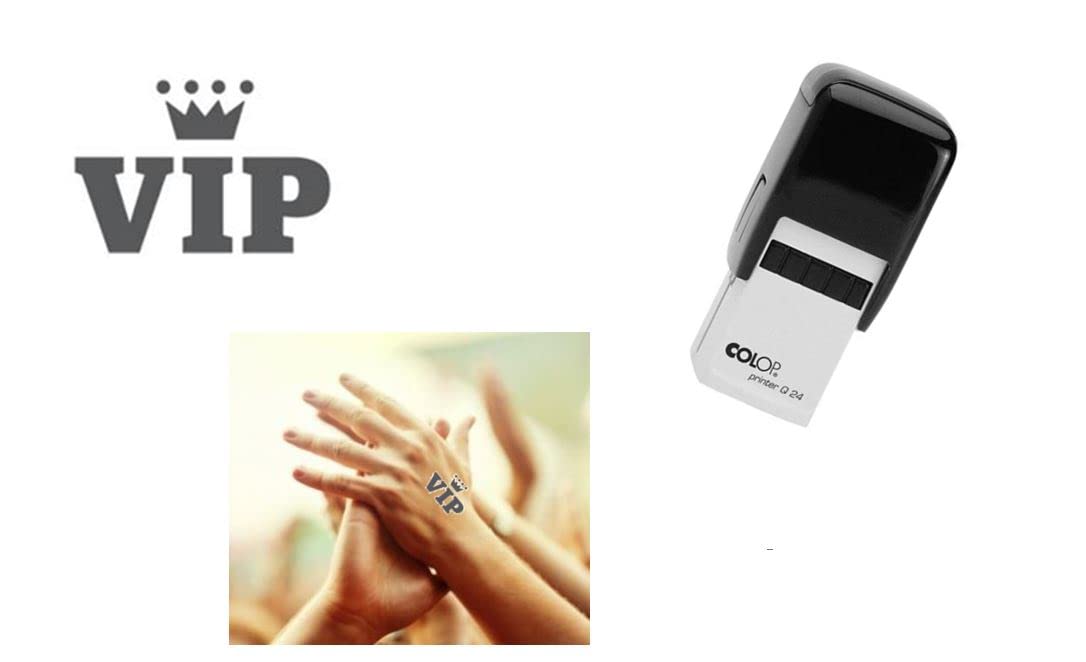 VIP - self Inking Stamp - Black Ink - 25mm- Can be Used as Hand Stamp as Water Based Washable Ink