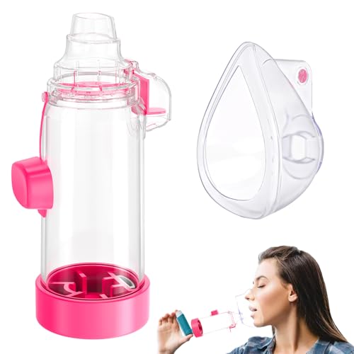 vuekypna Spacer for Inhaler - Available in Child and Adult Sizes Comes with Mask Medical-Grade Multi-Color Options Ideal for Home School and Travel Use Nessi OTC Spacer (Pink Adult)