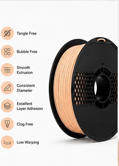 Image of Matte PLA 3D Printer Filament 1.75mm, 1kg Spool (2.2 lbs) - UV /Heat /Weather Resistant, Strong Layer Bonding, Smooth Printing, Low Odor, Outdoor Functional Prototypes, FDM Compatible (beige skin, 1 Kg)