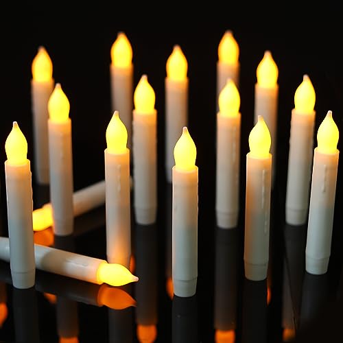 MUMCHASI Flameless Candles Battery Operated Candlesticks Flickering Led Candles Electric Flameless Taper Candlesticks Church Wedding Halloween Party Kids Fall Decor H: 6 inches 12 Packs No Remote