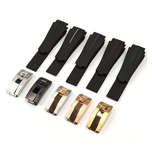 ZHANGUO 20 mm 21 mm zwart rubberen siliconen horlogeband compatibel met Rolex Watch -riem DIEPE ZEE Daytona Submariner GMT Vouwing Buckle Watch -accessoires - Afbeelding 3