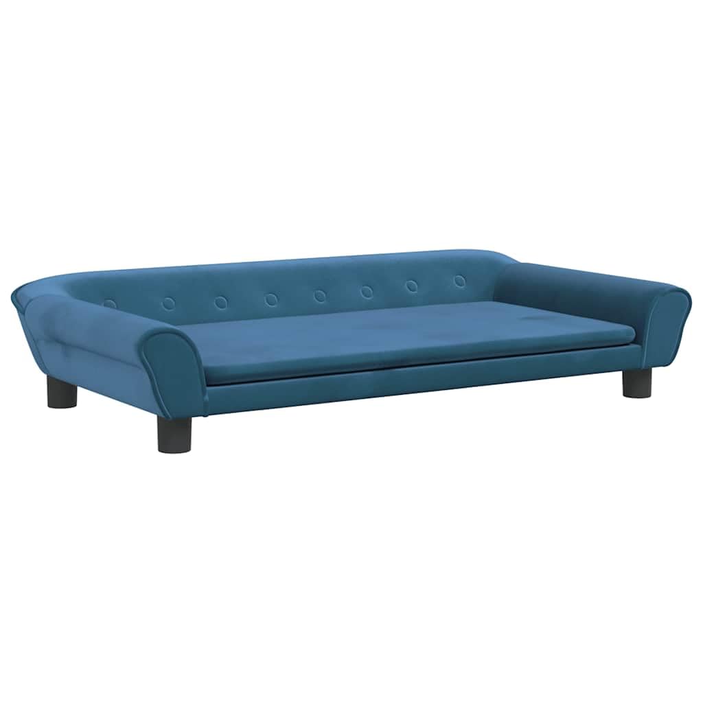 Lit pour chien canapé velours bleu 100 x 50 cm couchage résistant chat