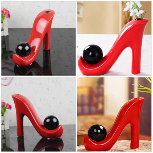 Vase à talons hauts rouge en céramique minimaliste design - 5
