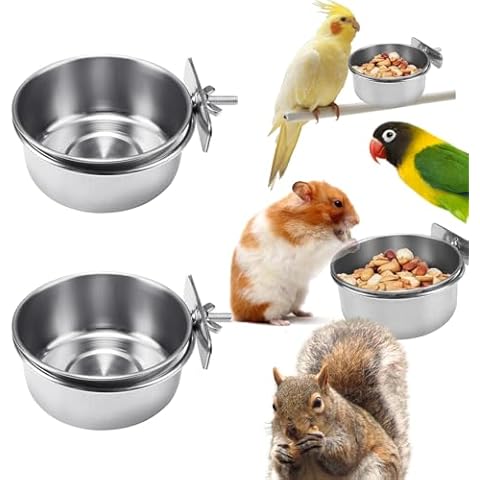 2 Pcs Bird Food Bowl with Clamp, Durable Bird Bowls for Cage, Bird Water Bowl for Bird Parrot Cockatiel Conure Budgies Parakeet Small Animal Cover
