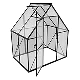 PEILU Gewächshaus Aluminium Treibhaus mit Transparent PC Platten Dachfenster & Tür & Fundament 125x180x195cm Winterfest Gartengewächshäuser Begehbares Pflanzenhaus für Garten Outdoor
