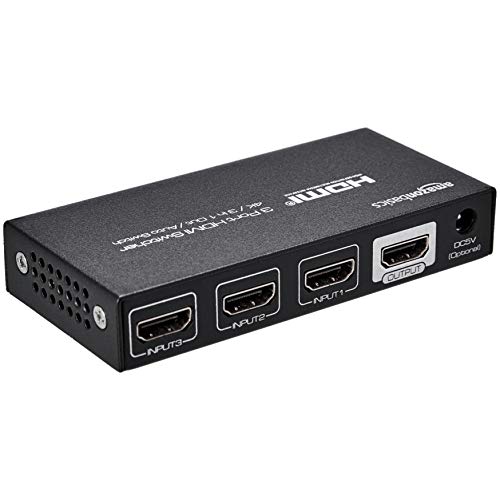 Image of AmazonBasics Braided HDMI Cable, 10 feet and 4K HDMI 3x1 Switch